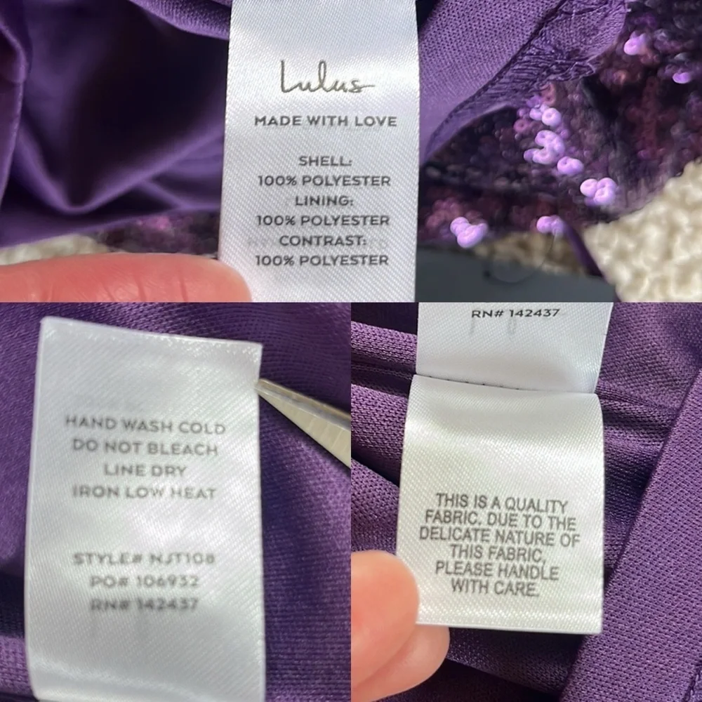 LULUS Purple Sequin Lace-Up Two-Piece Mini Dress NWT Size Large - Picture 10 of 14